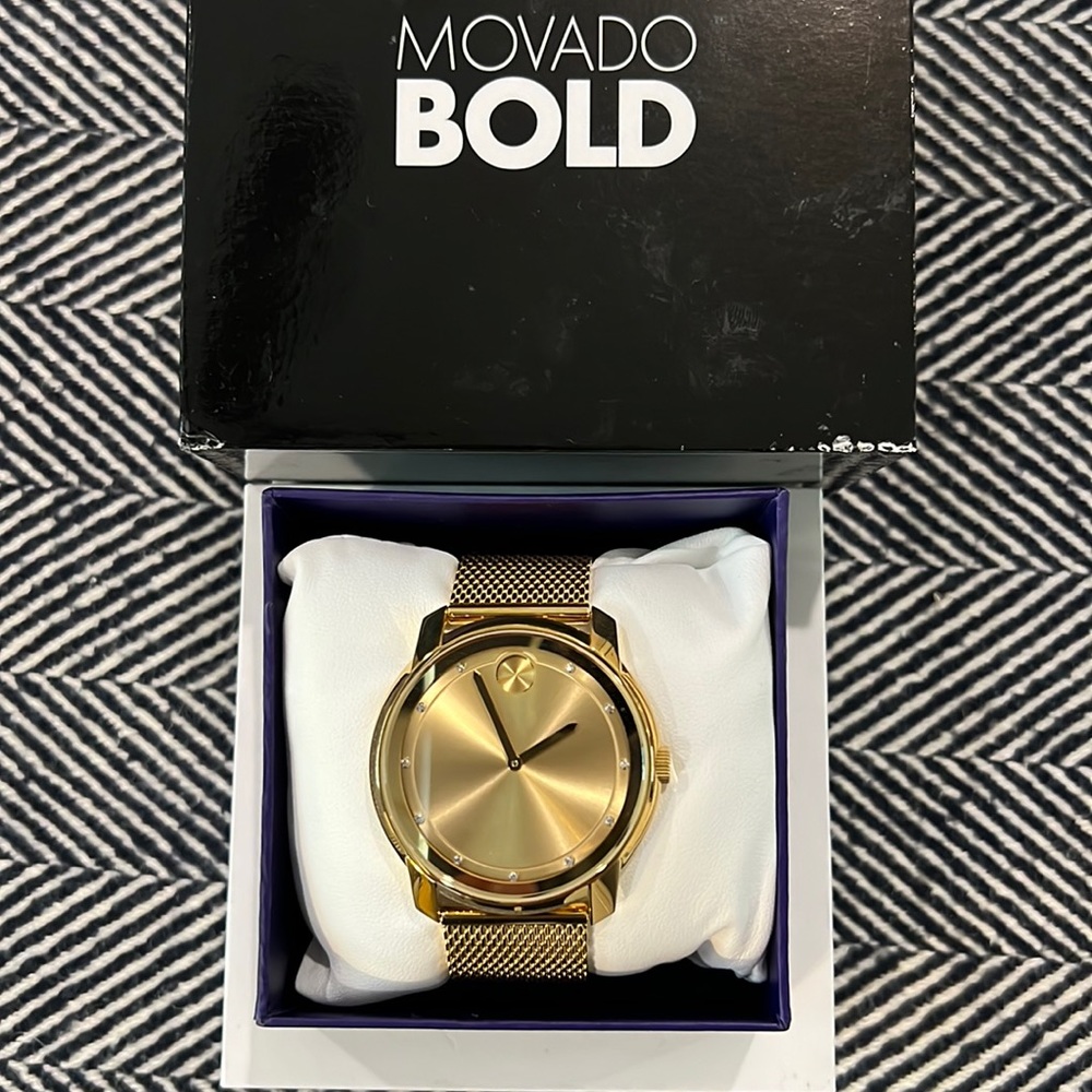 Movado Bold gold mesh watch